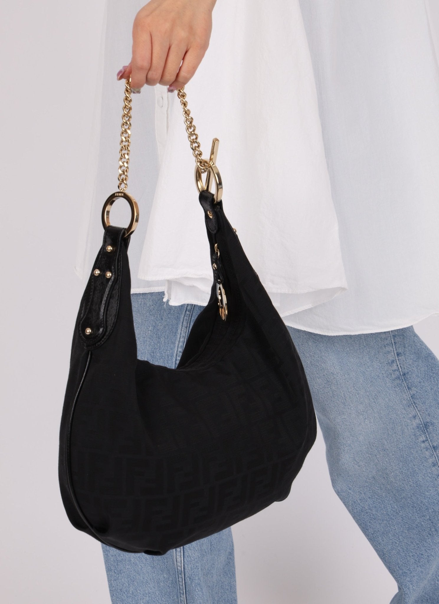 Fendi Zucca Chef Chain Link Hobo - FashioNica