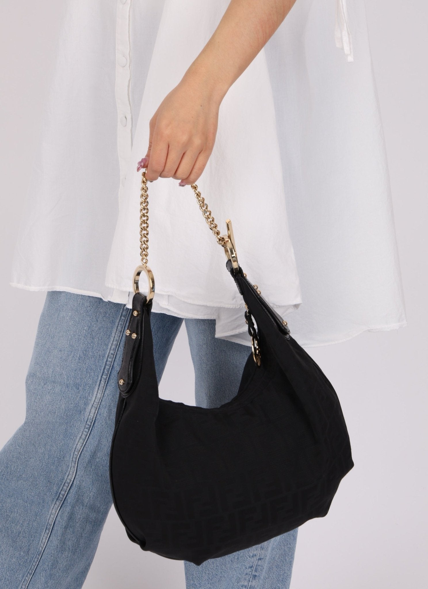 Fendi Zucca Chef Chain Link Hobo - FashioNica