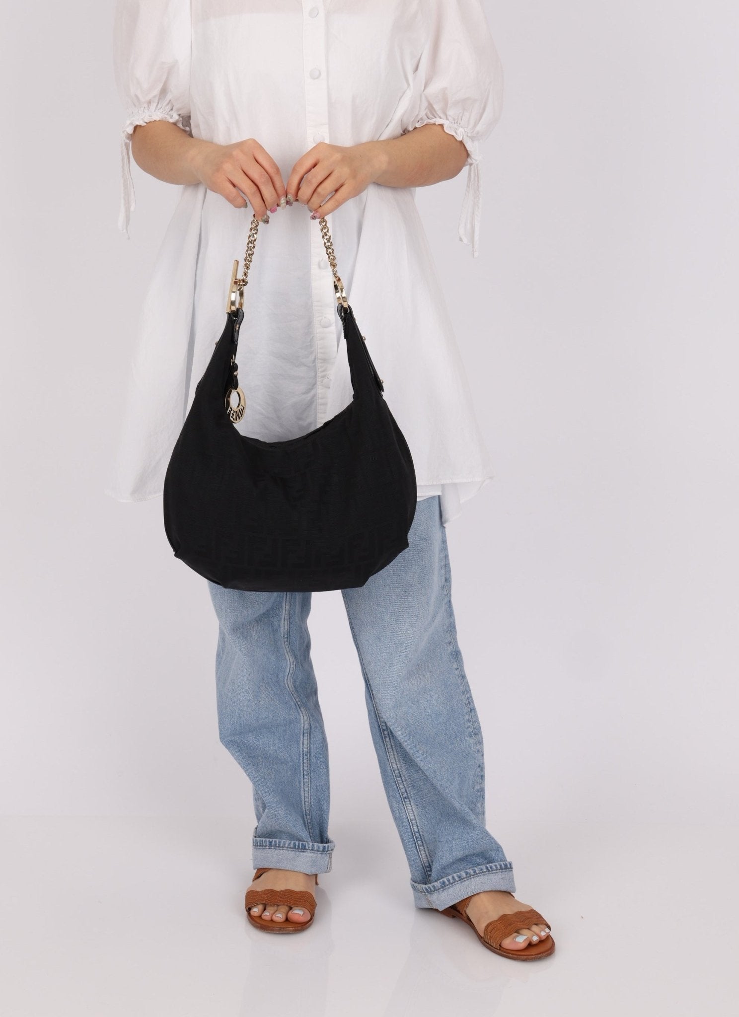 Fendi Zucca Chef Chain Link Hobo - FashioNica