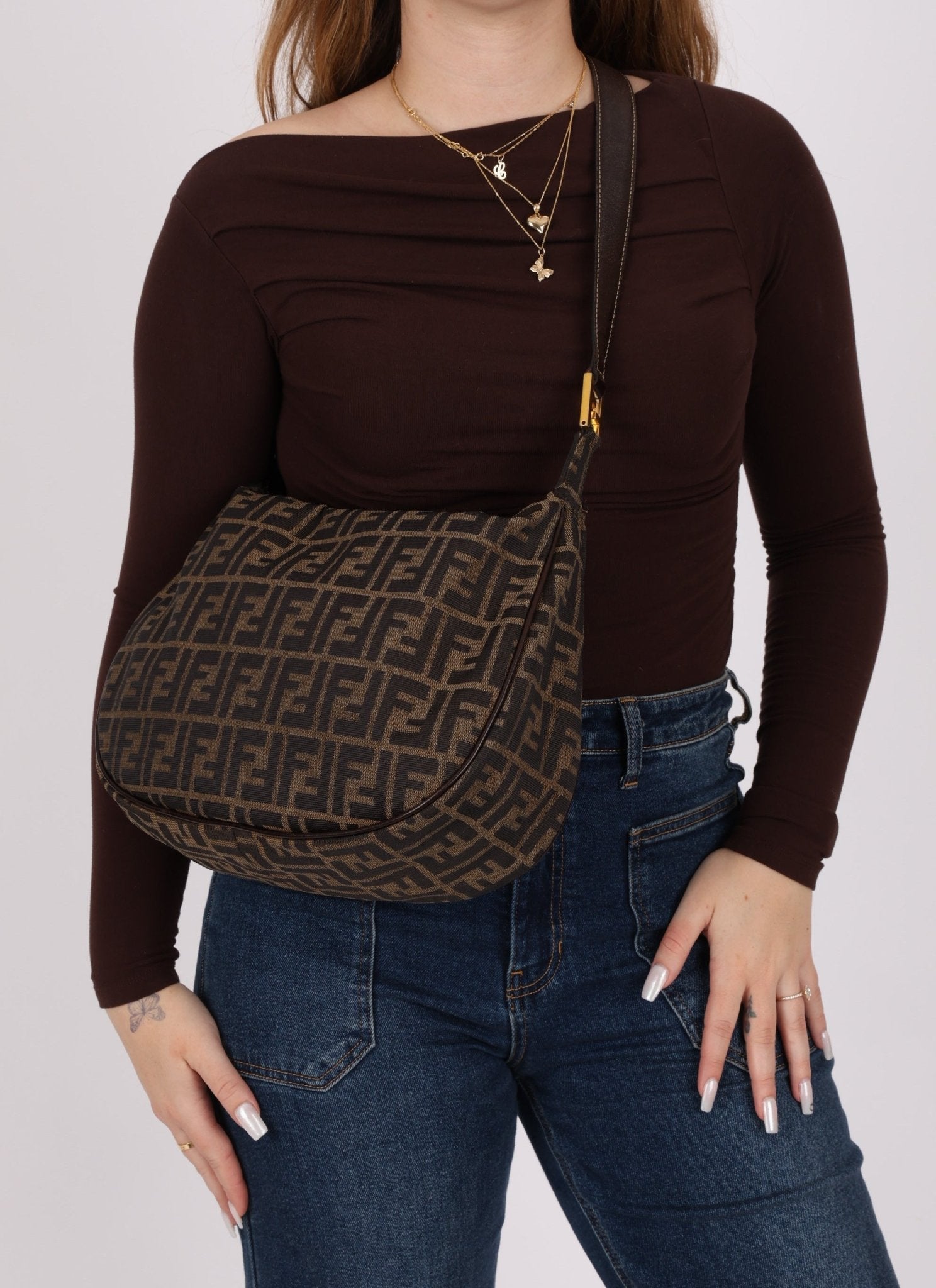 Fendi Zucca Rounded Crossbody - FashioNica