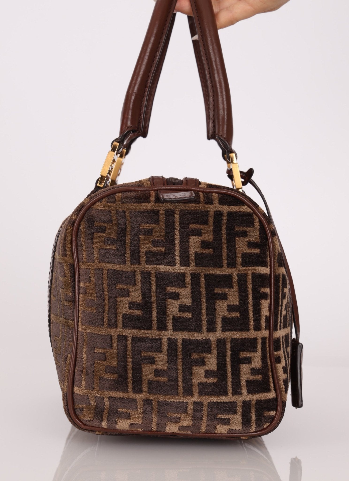 Fendi Zucca Velvet Boston Bag - FashioNica