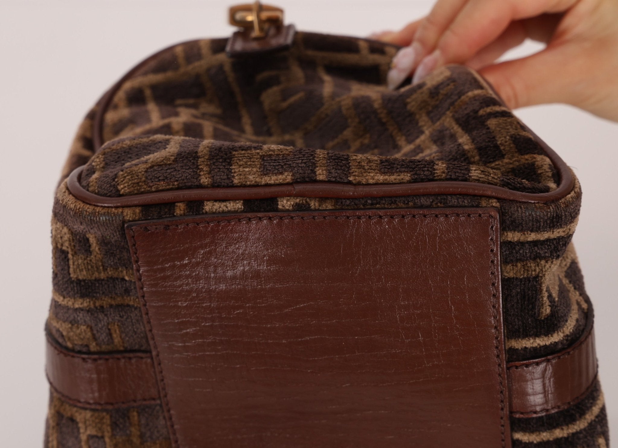 Fendi Zucca Velvet Boston Bag - FashioNica