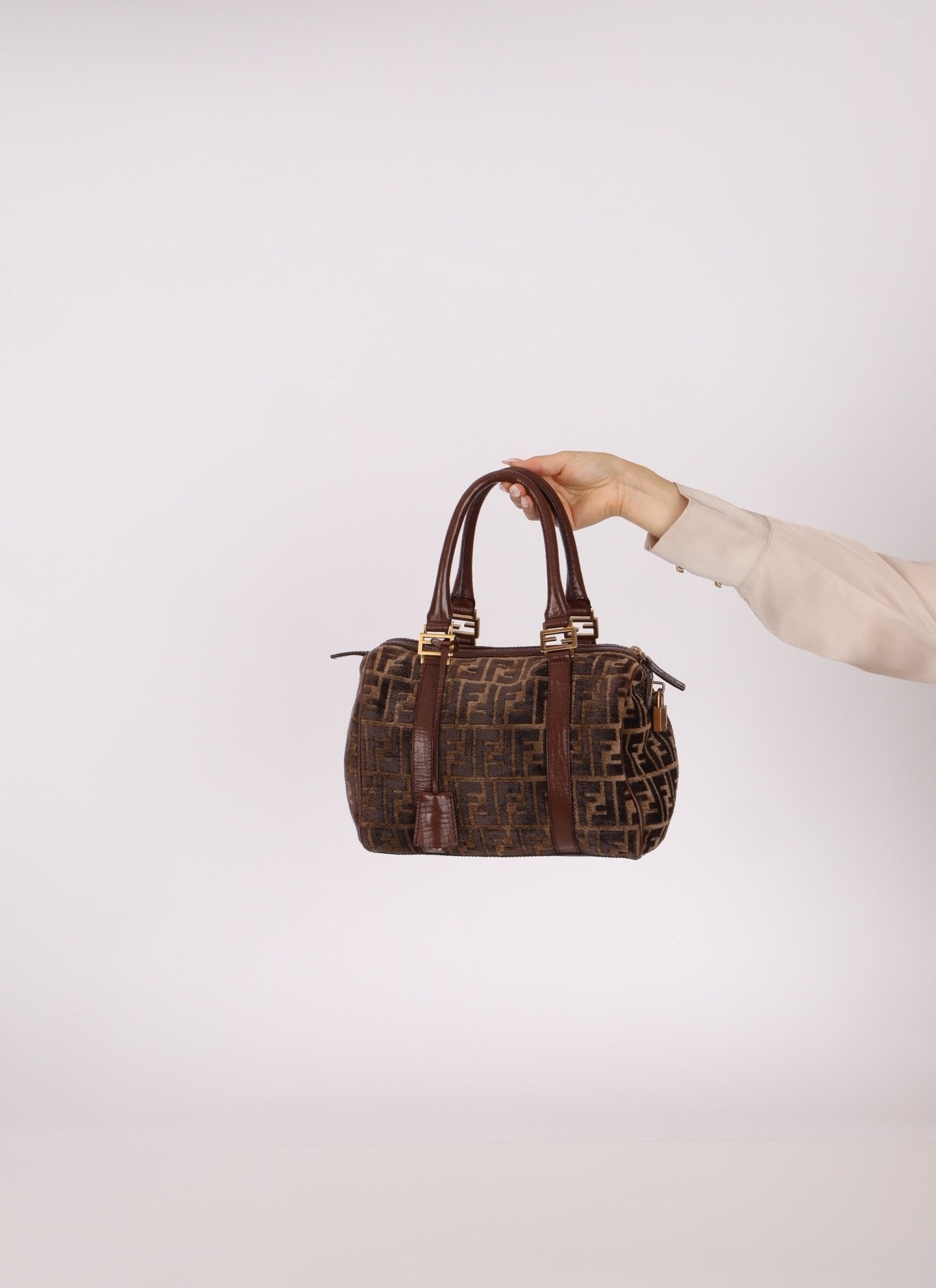 Fendi Zucca Velvet Boston Bag - FashioNica