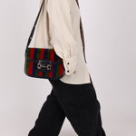 Gucci 1955 Velvet Baiadera Stripe Horsebit Shoulder Bag - FashioNica
