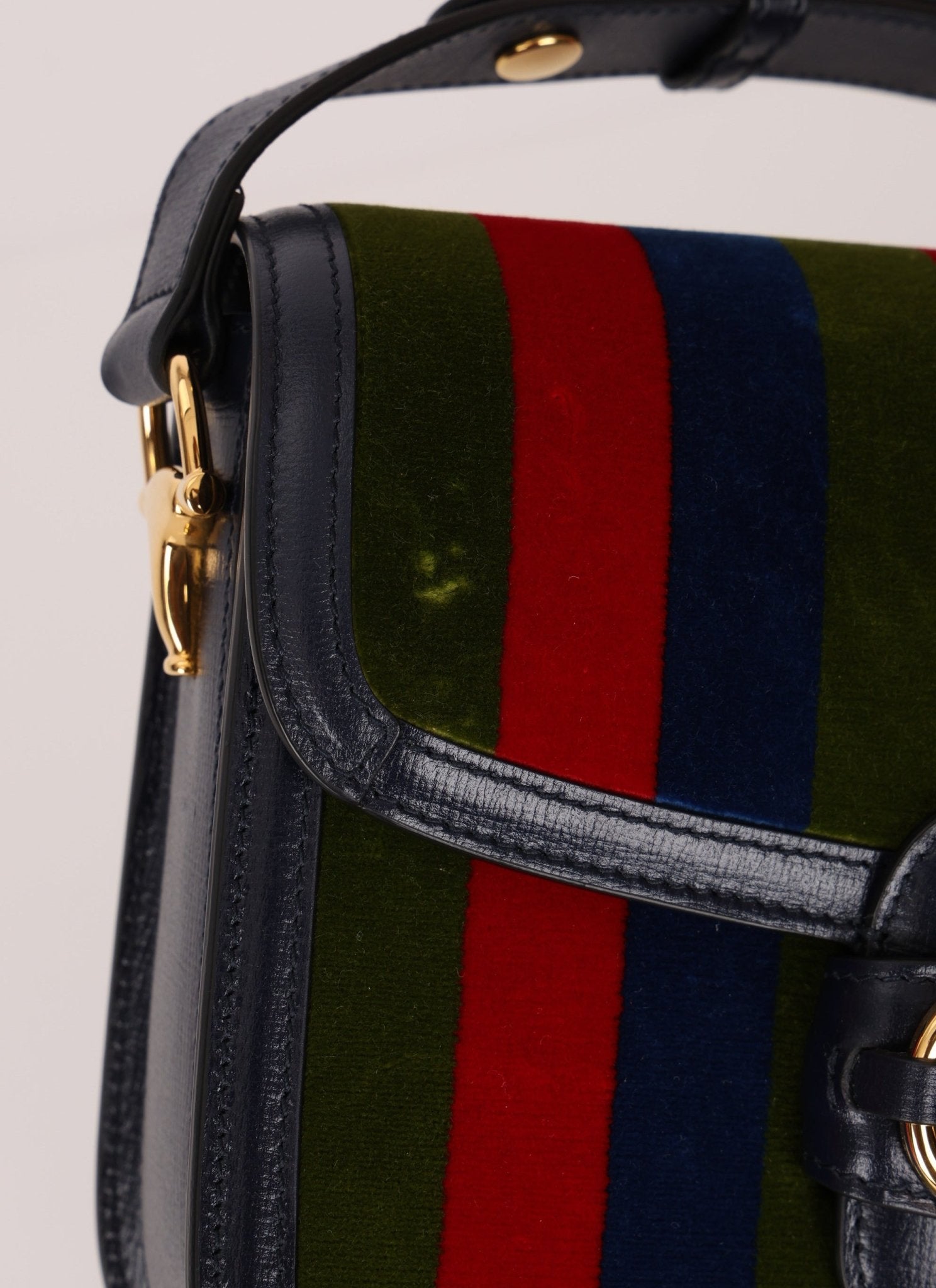 Gucci 1955 Velvet Baiadera Stripe Horsebit Shoulder Bag - FashioNica