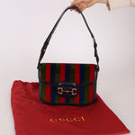Gucci 1955 Velvet Baiadera Stripe Horsebit Shoulder Bag - FashioNica