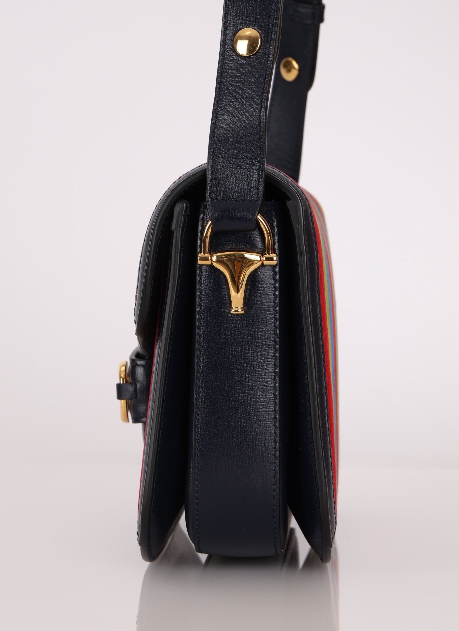 Gucci 1955 Velvet Baiadera Stripe Horsebit Shoulder Bag - FashioNica