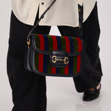 Gucci 1955 Velvet Baiadera Stripe Horsebit Shoulder Bag - FashioNica