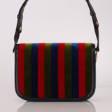 Gucci 1955 Velvet Baiadera Stripe Horsebit Shoulder Bag - FashioNica