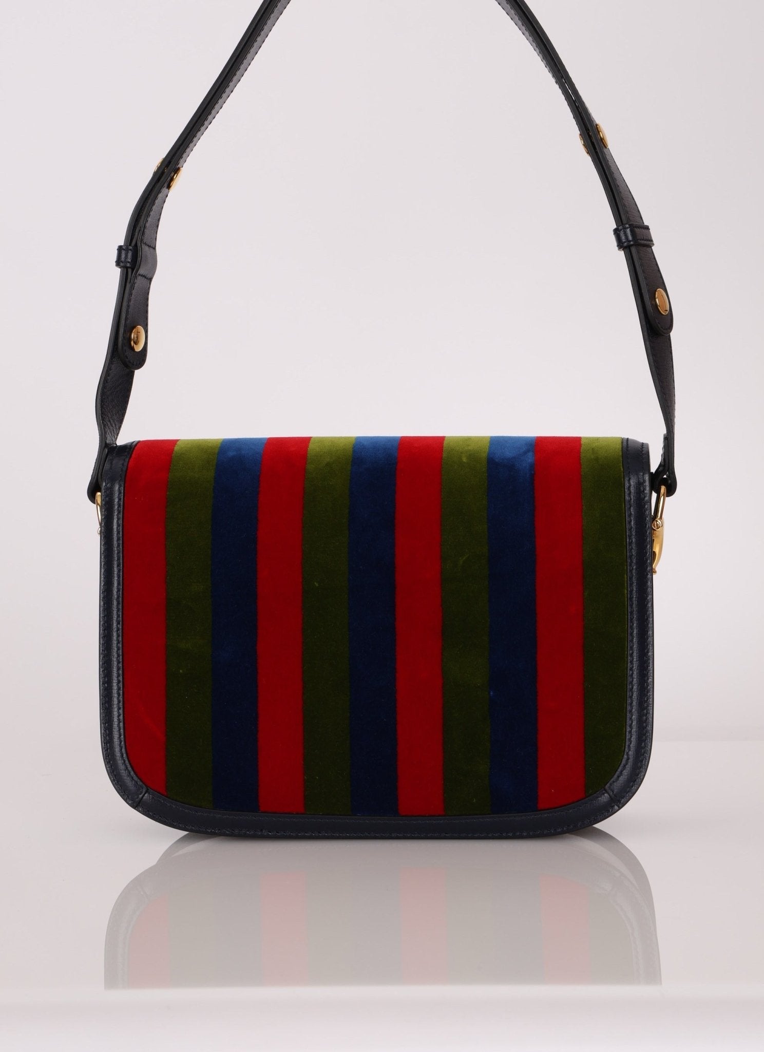 Gucci 1955 Velvet Baiadera Stripe Horsebit Shoulder Bag - FashioNica
