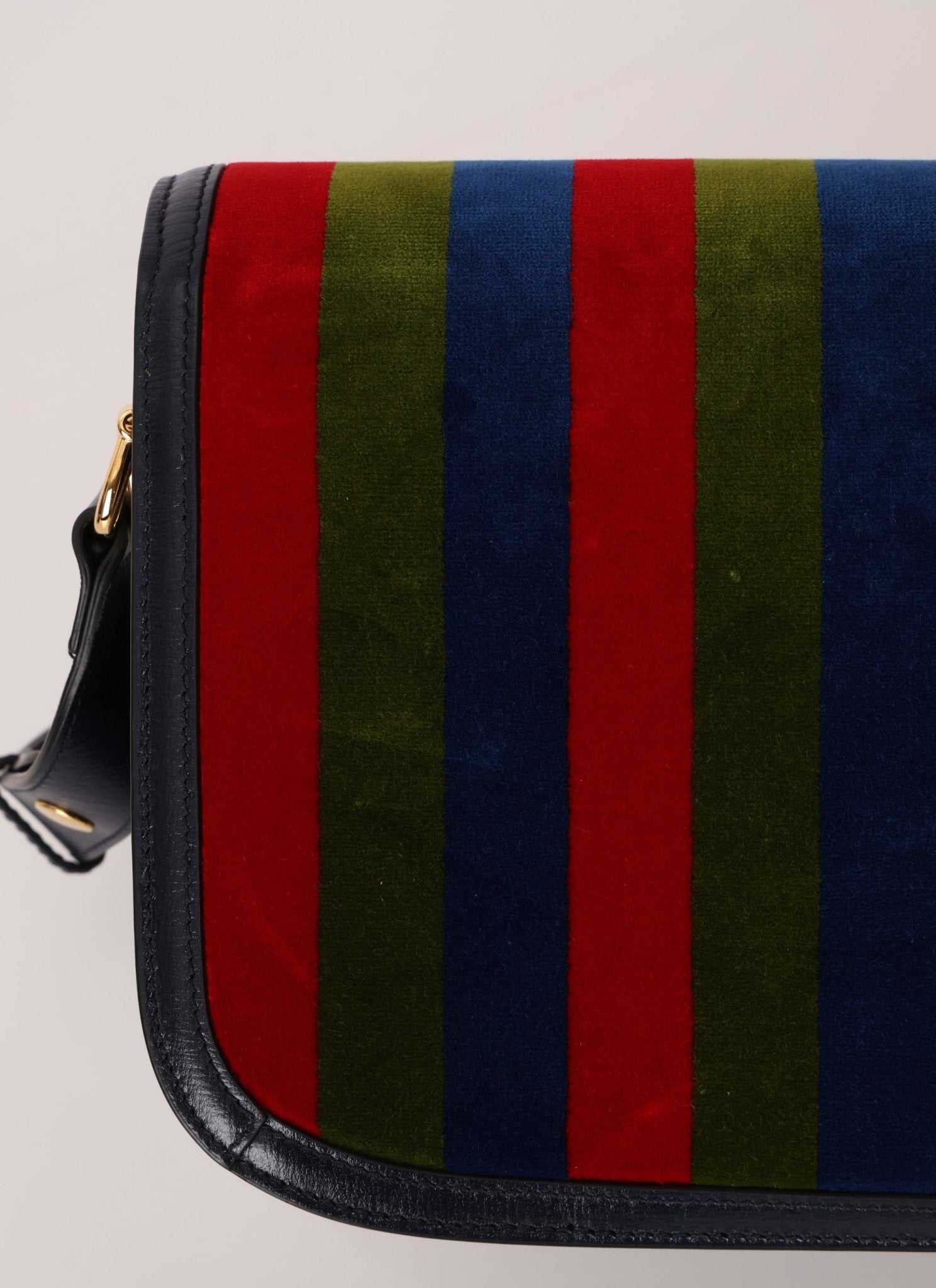 Gucci 1955 Velvet Baiadera Stripe Horsebit Shoulder Bag - FashioNica