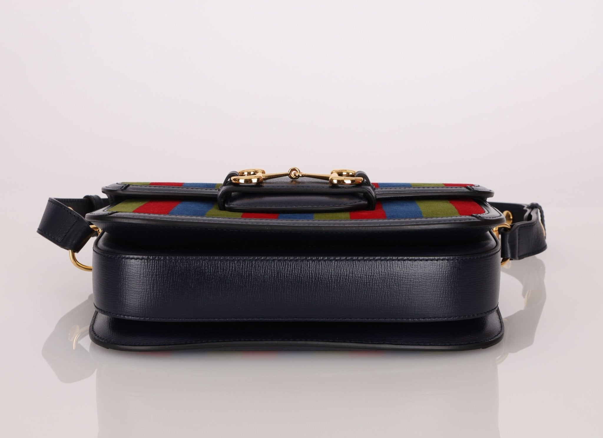 Gucci 1955 Velvet Baiadera Stripe Horsebit Shoulder Bag - FashioNica