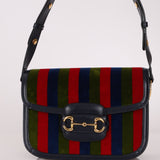Gucci 1955 Velvet Baiadera Stripe Horsebit Shoulder Bag - FashioNica