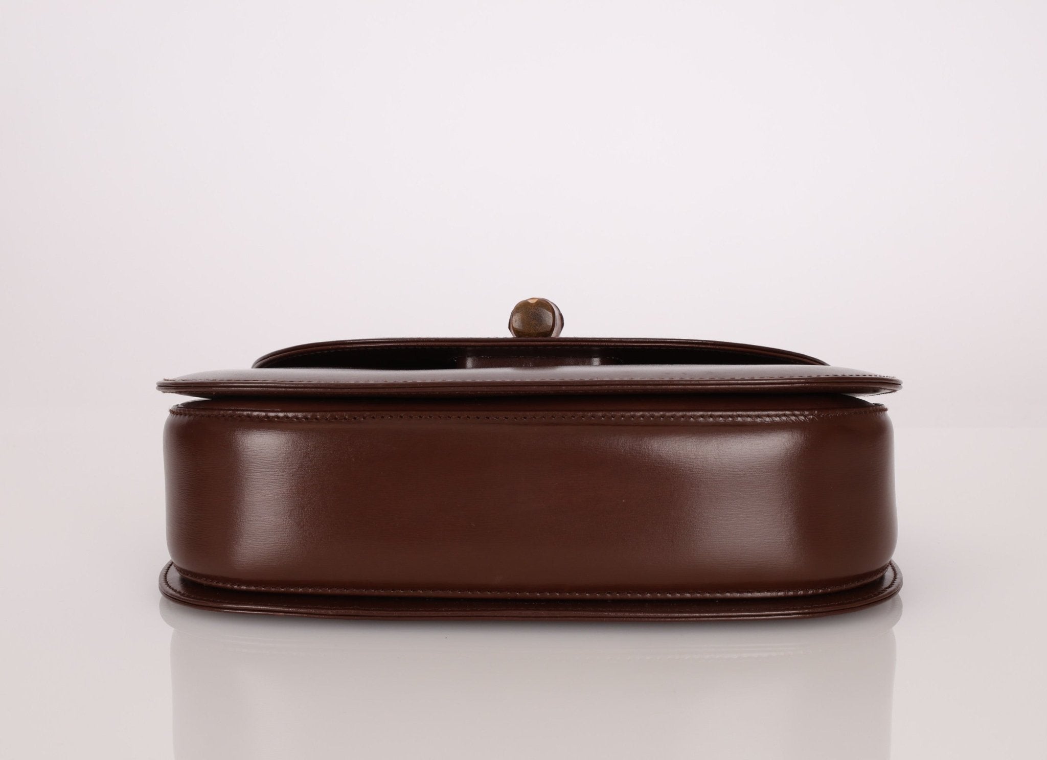 Gucci Boxcalf Chocolate Bamboo Top Handle - FashioNica
