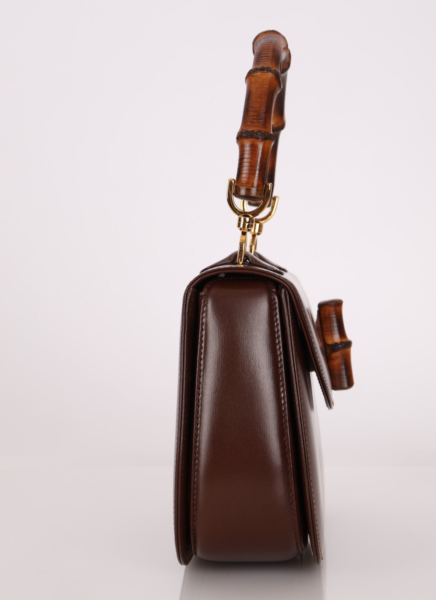 Gucci Boxcalf Chocolate Bamboo Top Handle - FashioNica