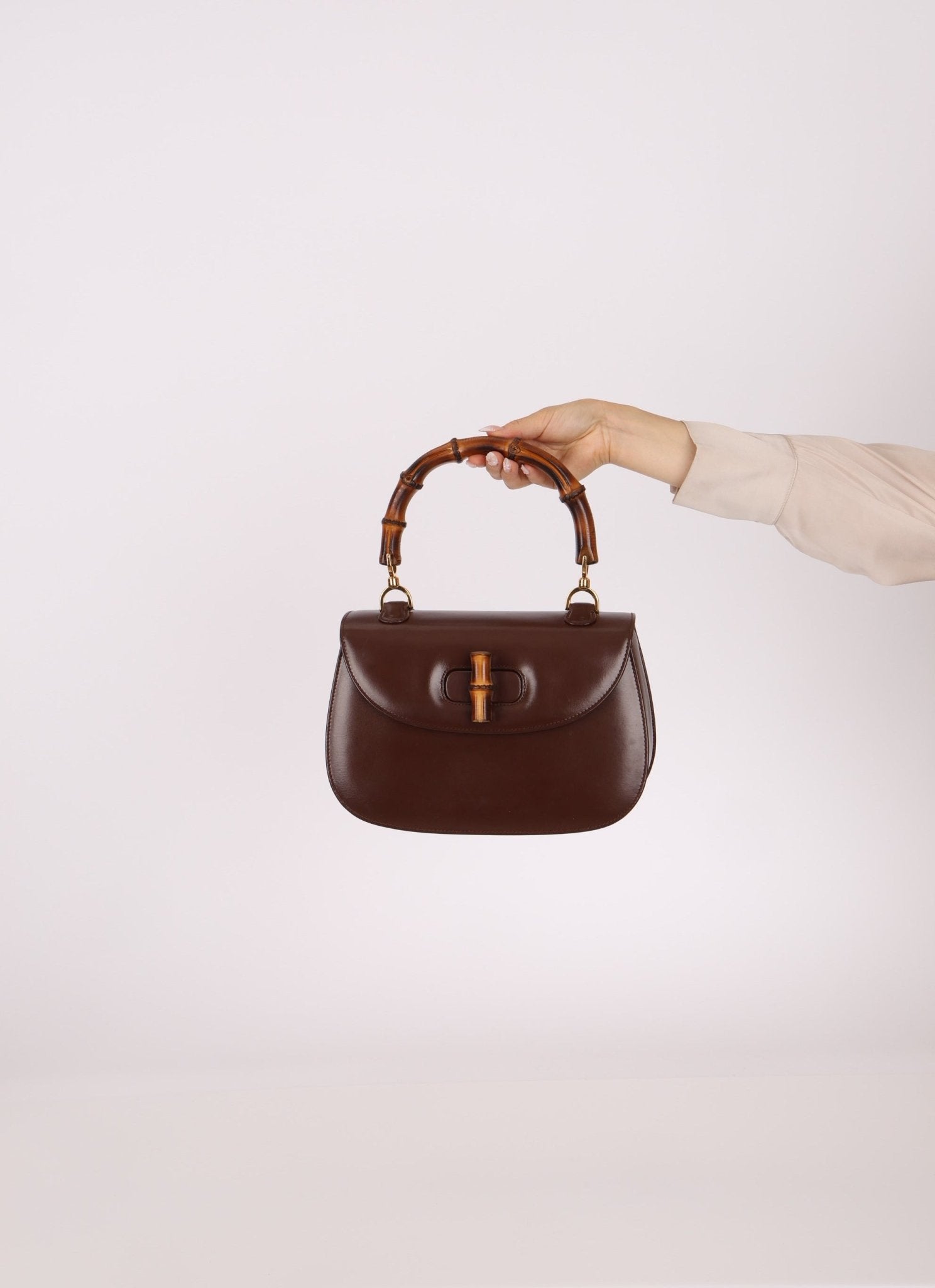 Gucci Boxcalf Chocolate Bamboo Top Handle - FashioNica
