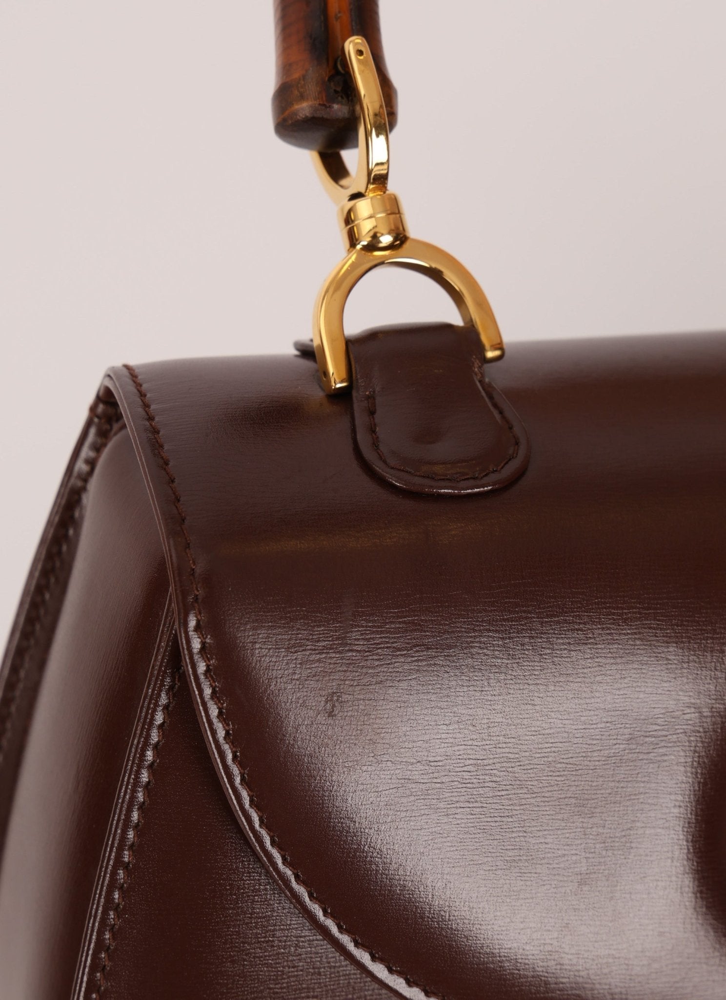 Gucci Boxcalf Chocolate Bamboo Top Handle - FashioNica