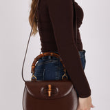 Gucci Boxcalf Chocolate Bamboo Top Handle - FashioNica