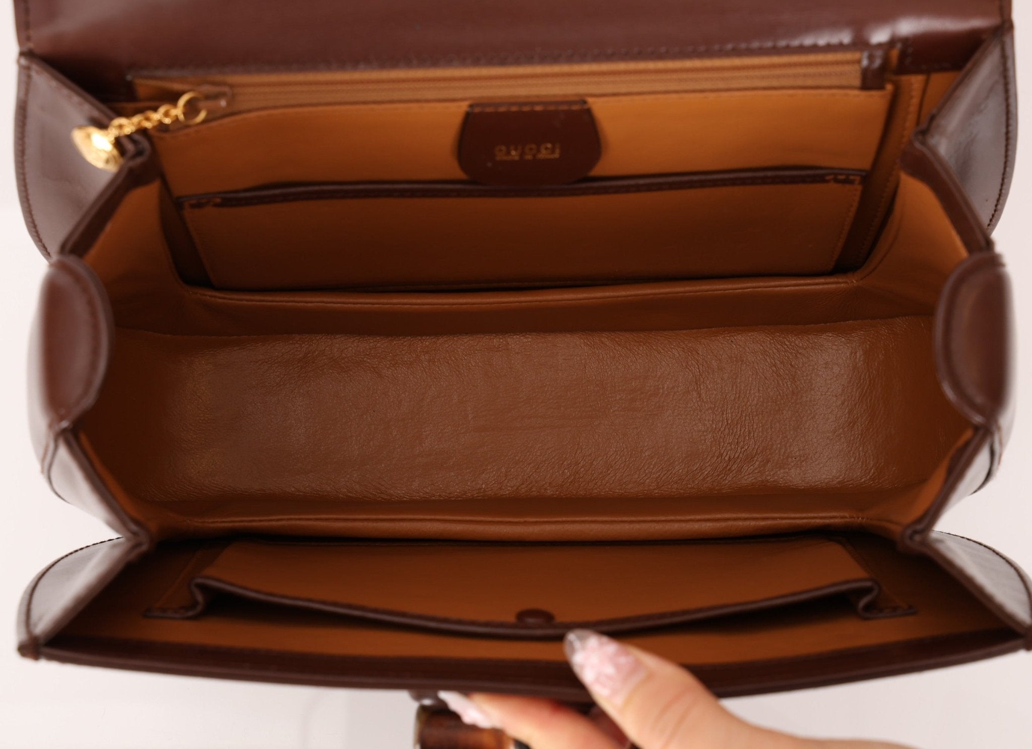 Gucci Boxcalf Chocolate Bamboo Top Handle - FashioNica