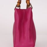 Gucci Calfskin Bamboo Bright Bougainville Mini Shopper Tote - FashioNica