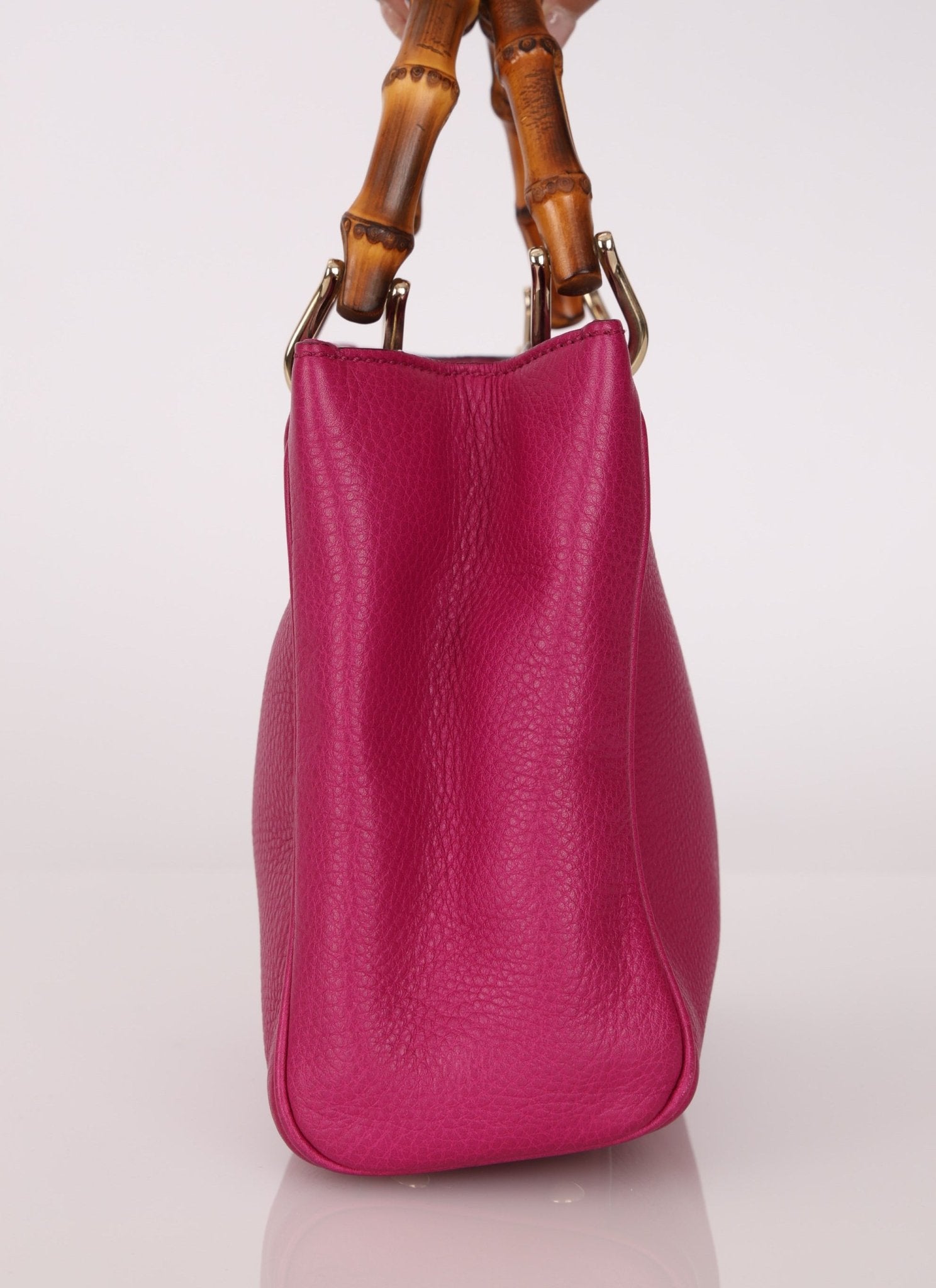 Gucci Calfskin Bamboo Bright Bougainville Mini Shopper Tote - FashioNica