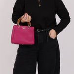 Gucci Calfskin Bamboo Bright Bougainville Mini Shopper Tote - FashioNica