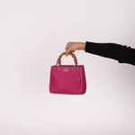 Gucci Calfskin Bamboo Bright Bougainville Mini Shopper Tote - FashioNica