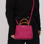 Gucci Calfskin Bamboo Bright Bougainville Mini Shopper Tote - FashioNica