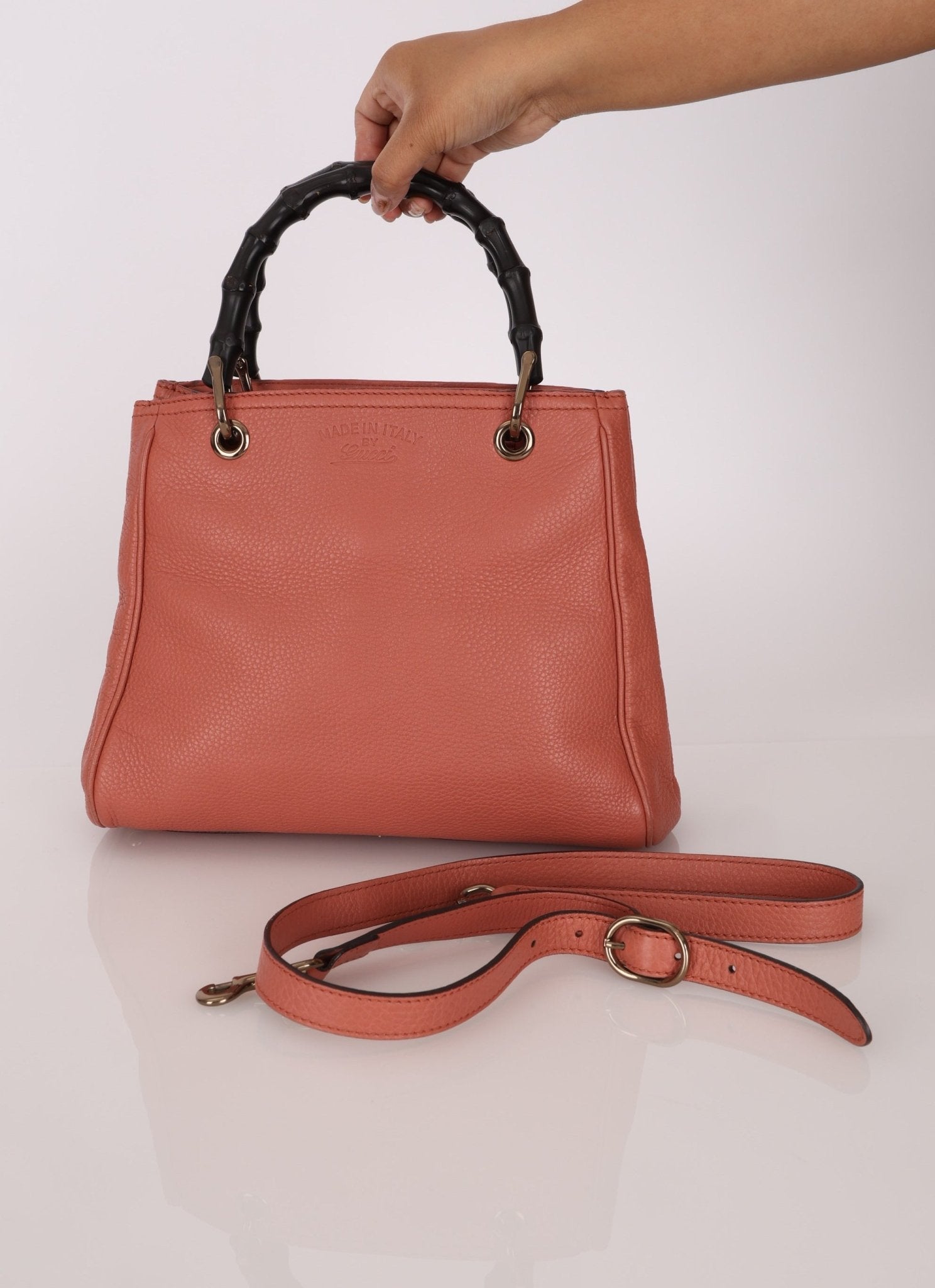 Gucci Calfskin Bamboo Shopper Mini Tote with Strap - FashioNica