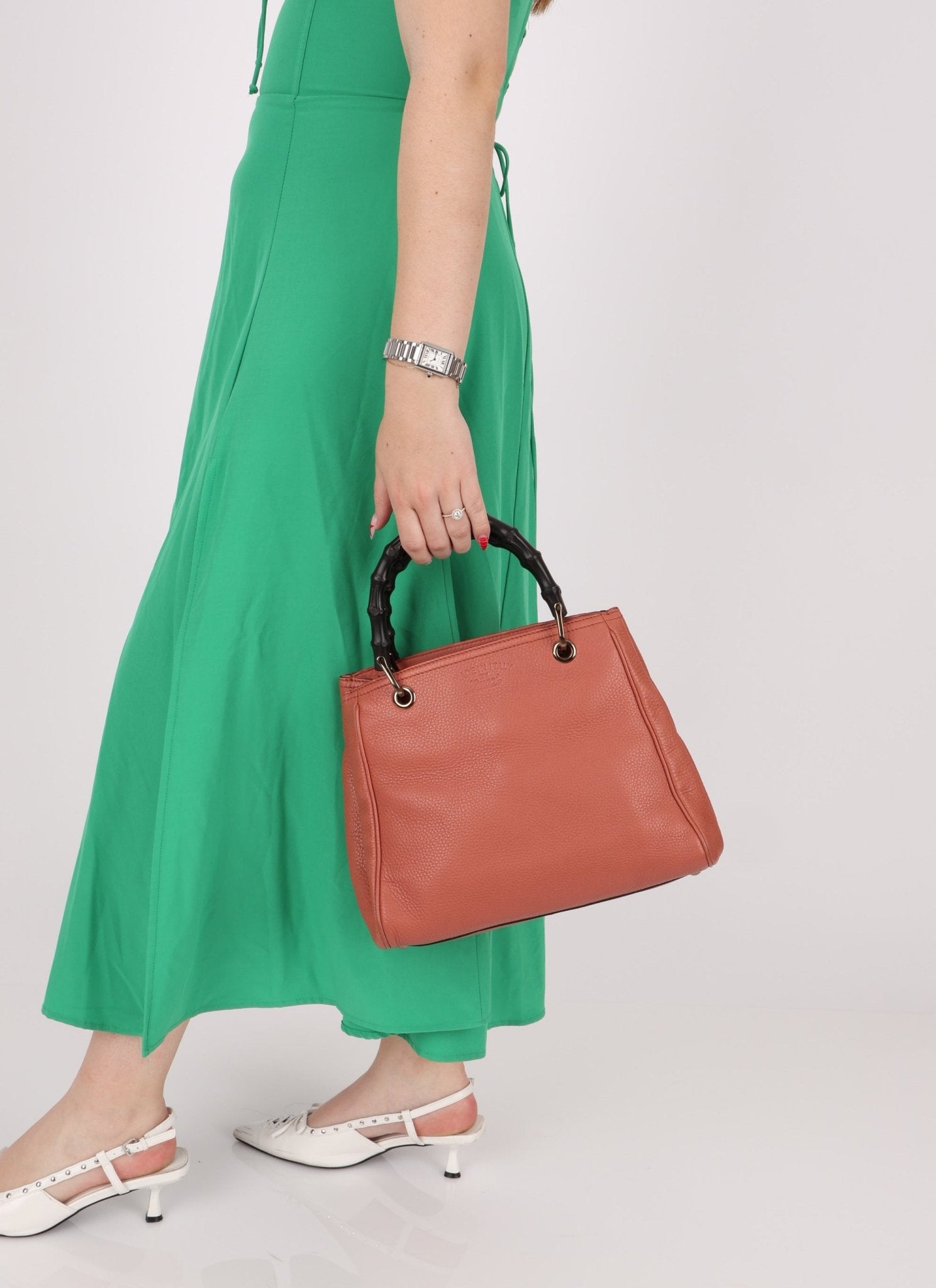 Gucci Calfskin Bamboo Shopper Mini Tote with Strap - FashioNica