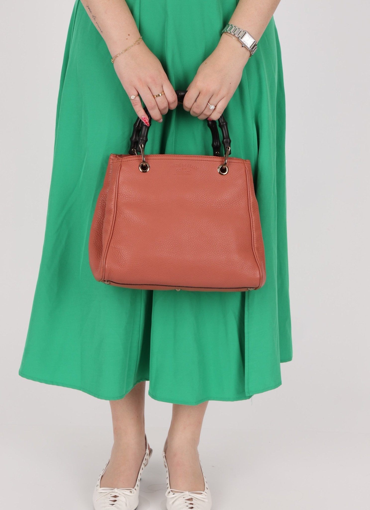 Gucci Calfskin Bamboo Shopper Mini Tote with Strap - FashioNica