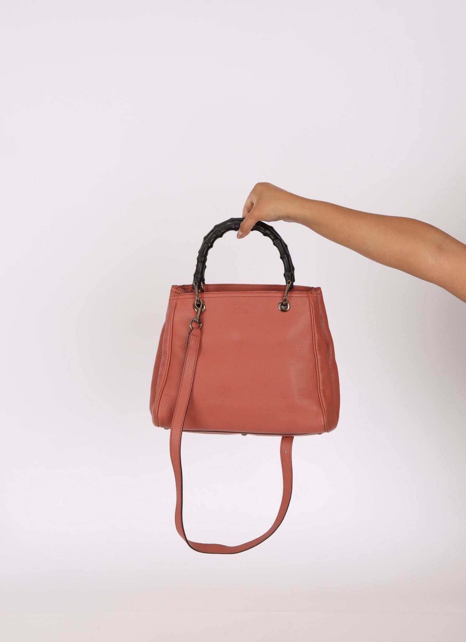 Gucci Calfskin Bamboo Shopper Mini Tote with Strap - FashioNica