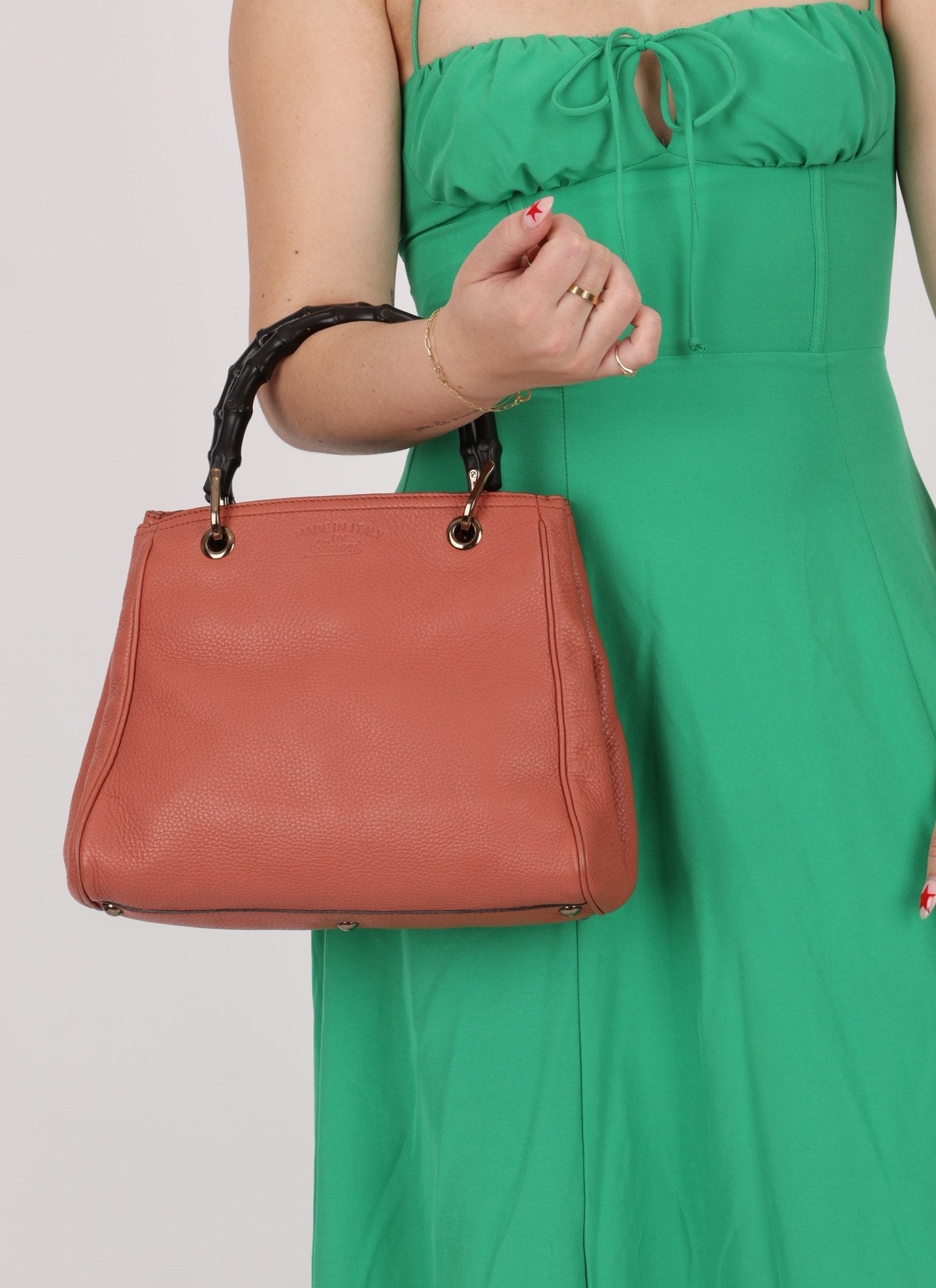 Gucci Calfskin Bamboo Shopper Mini Tote with Strap - FashioNica