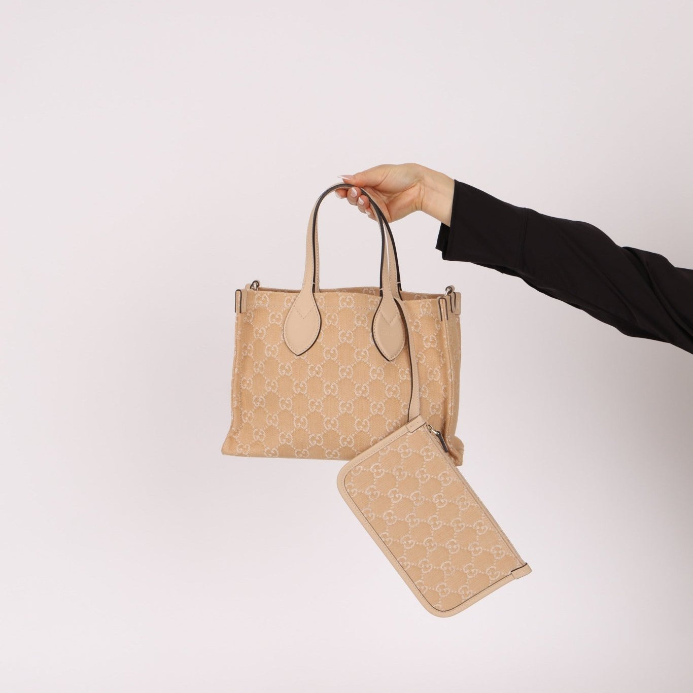 Gucci Canvas GG Denim Ophidia Medium Tote w/ Pouch - FashioNica