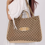 Gucci Canvas Monogram Large 1955 Horsebit Chain Tote - FashioNica