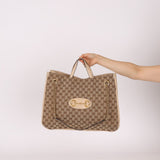 Gucci Canvas Monogram Large 1955 Horsebit Chain Tote - FashioNica