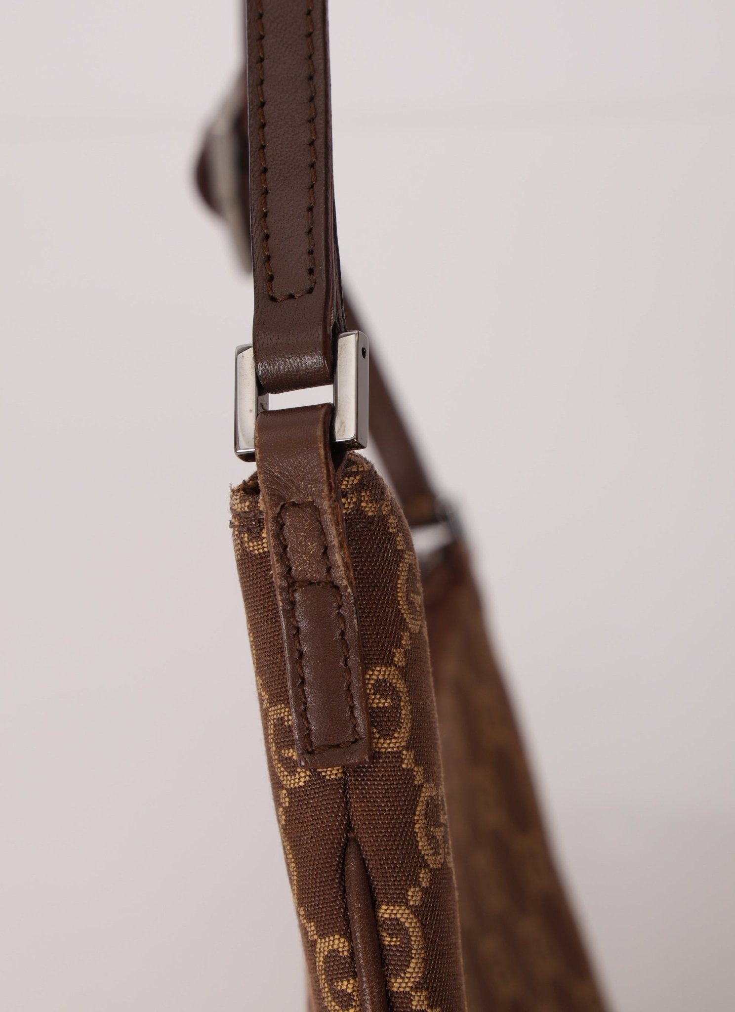 Gucci Chocolate Monogram Canvas Shoulder Bag - FashioNica