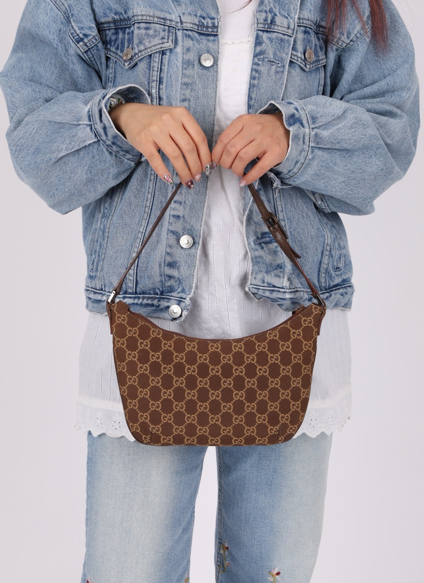 Gucci Chocolate Monogram Canvas Shoulder Bag - FashioNica