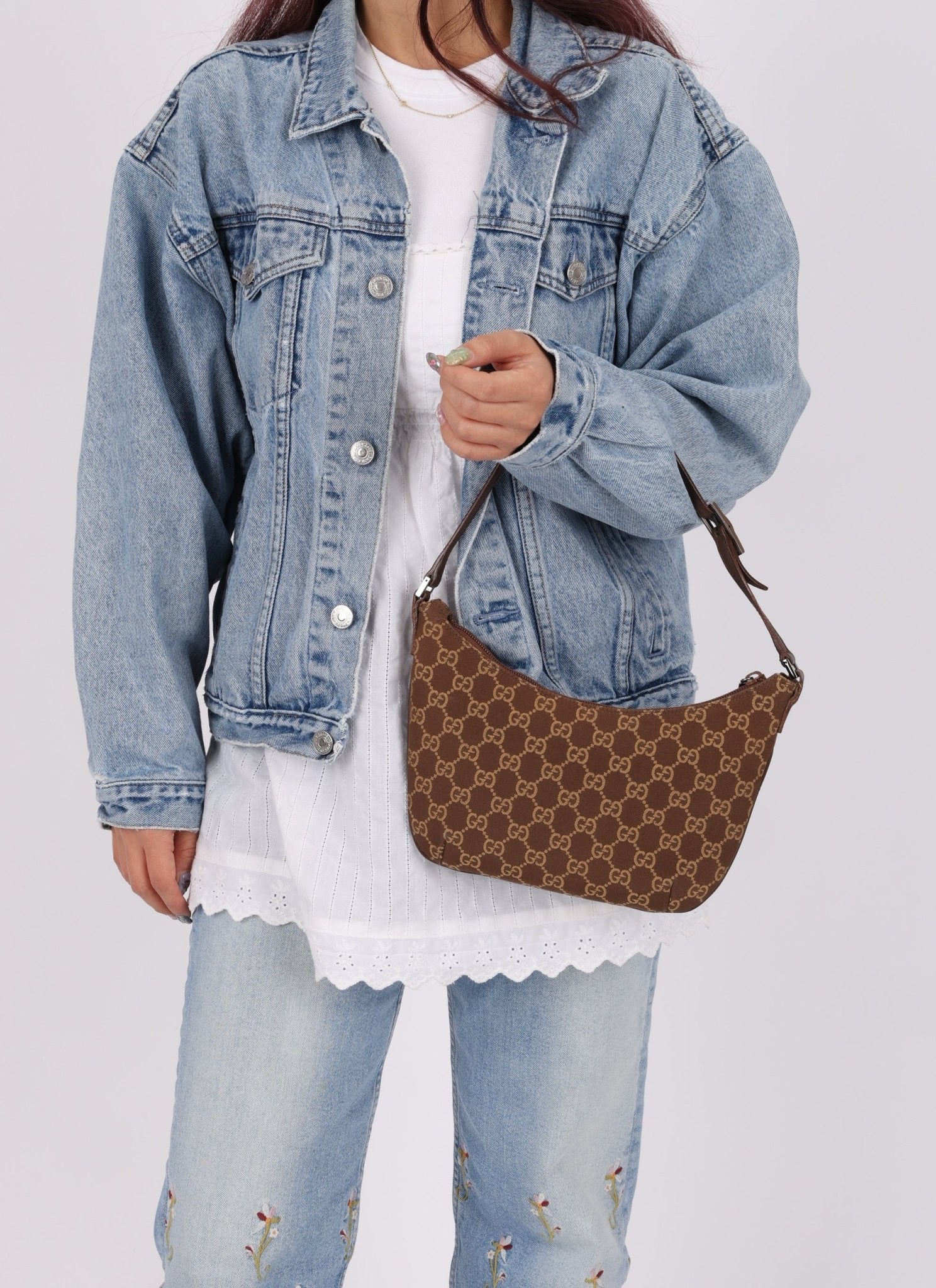Gucci Chocolate Monogram Canvas Shoulder Bag - FashioNica