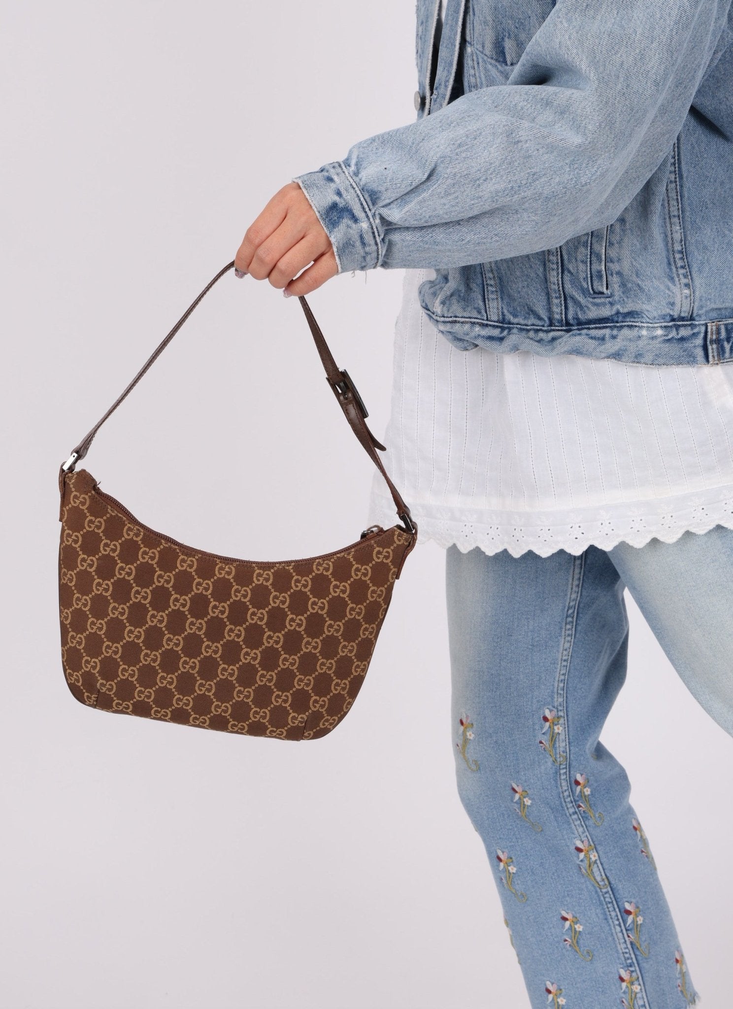 Gucci Chocolate Monogram Canvas Shoulder Bag - FashioNica