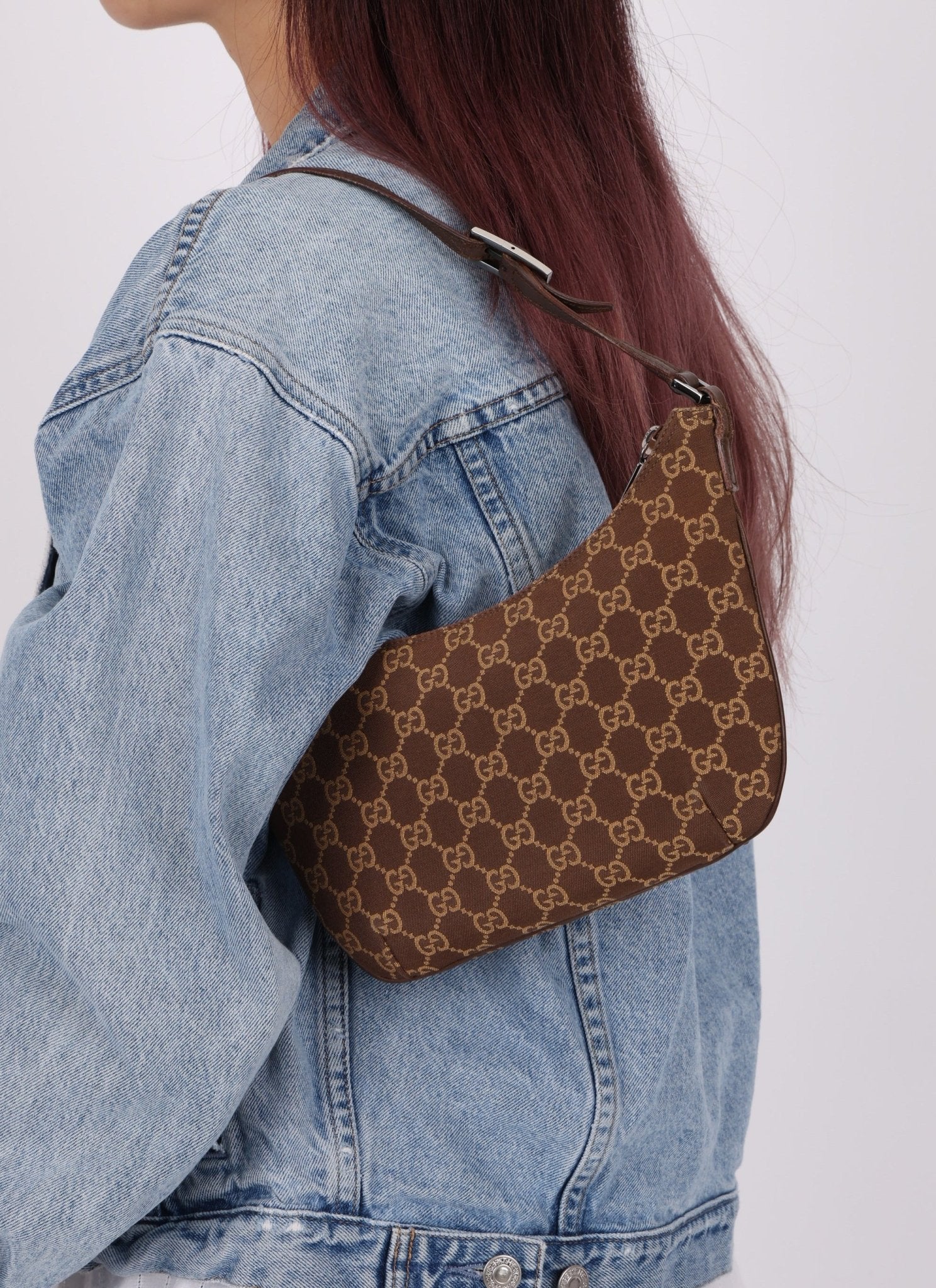 Gucci Chocolate Monogram Canvas Shoulder Bag - FashioNica