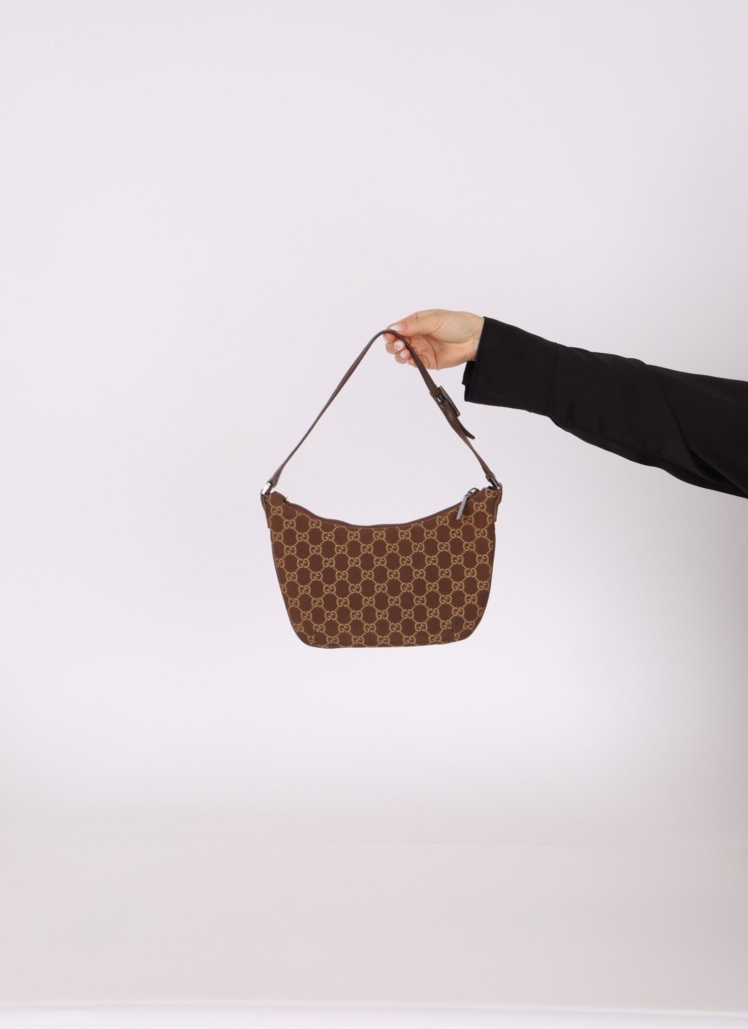 Gucci Chocolate Monogram Canvas Shoulder Bag - FashioNica