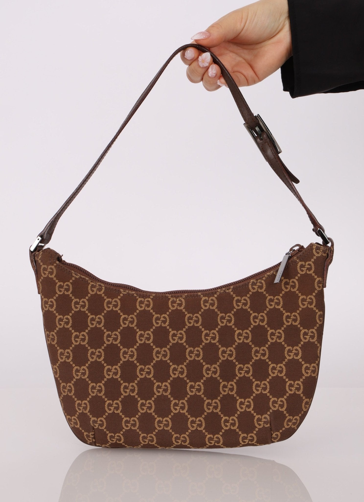 Gucci Chocolate Monogram Canvas Shoulder Bag - FashioNica