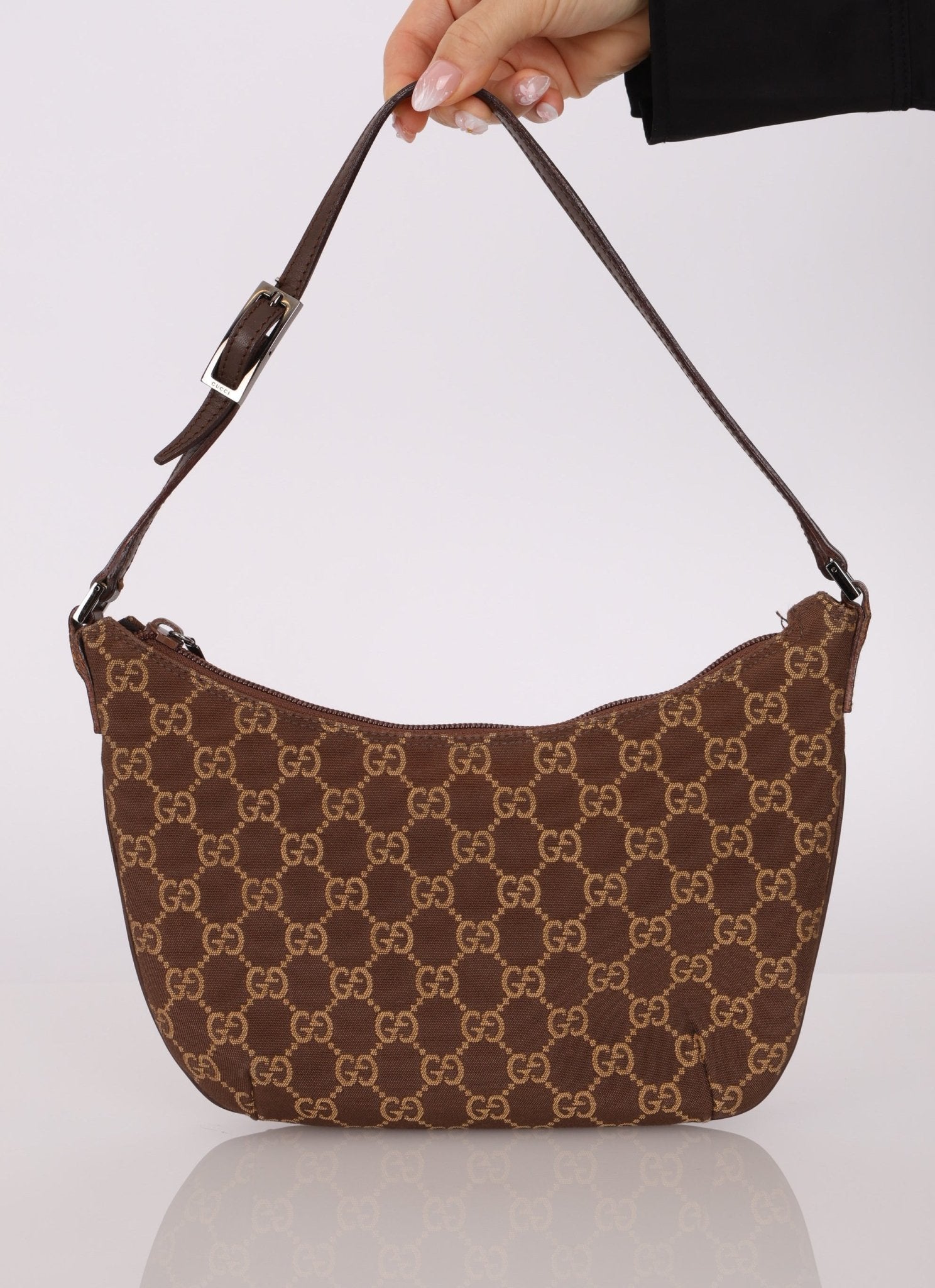 Gucci Chocolate Monogram Canvas Shoulder Bag - FashioNica