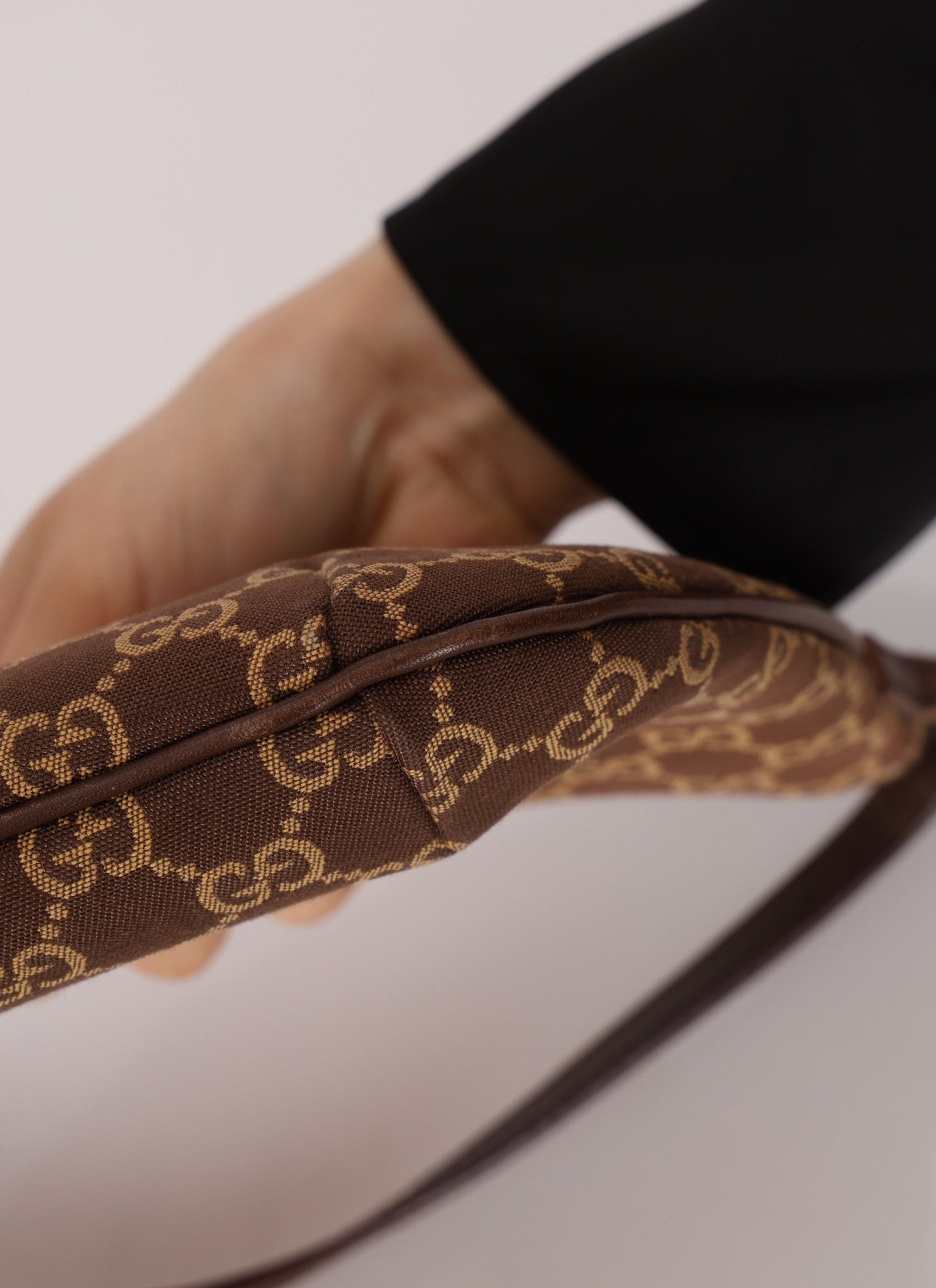 Gucci Chocolate Monogram Canvas Shoulder Bag - FashioNica
