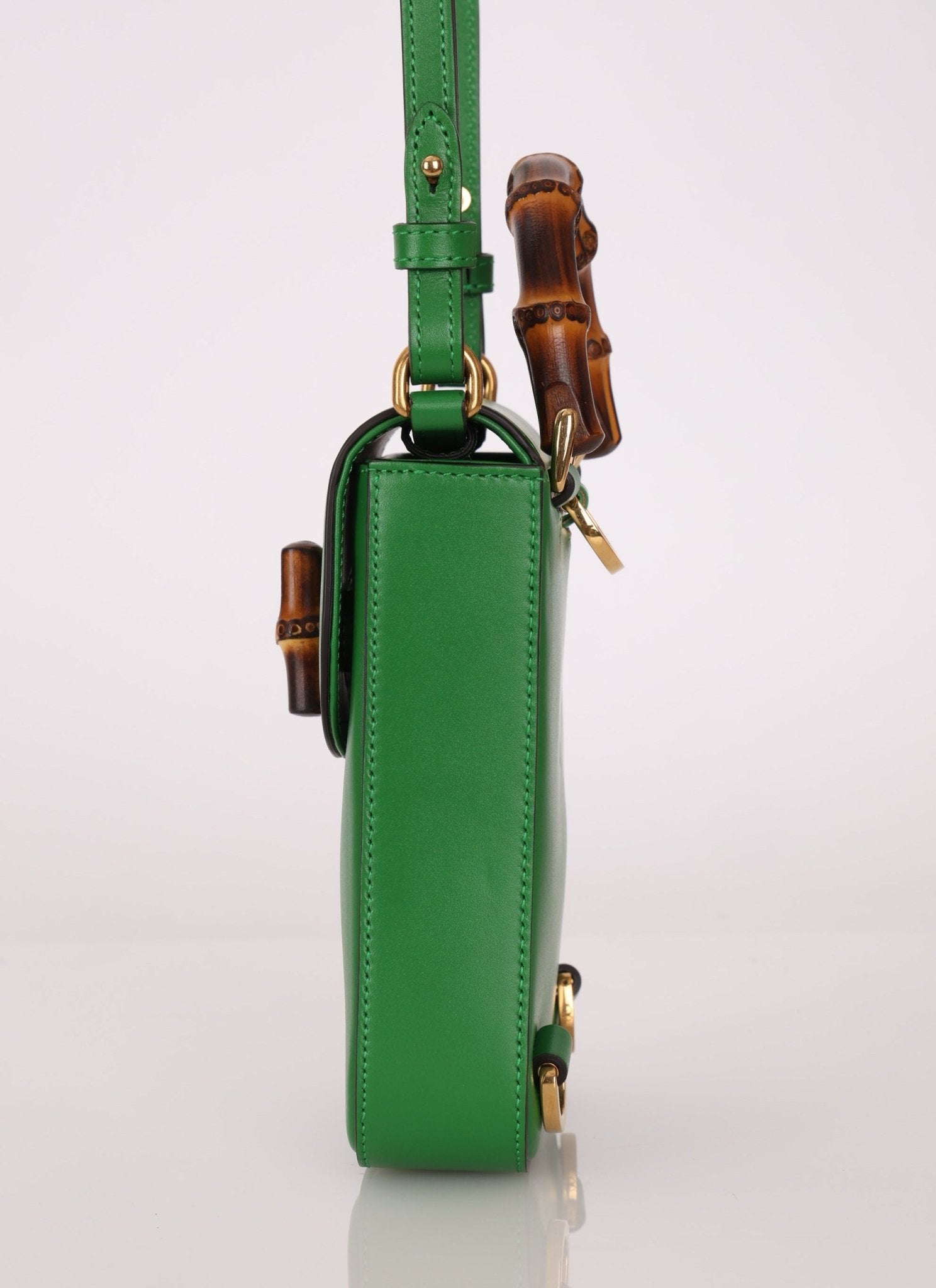 Gucci Green Bamboo Turnlock Vertical Top Handle 3 Way Bag - FashioNica