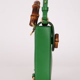 Gucci Green Bamboo Turnlock Vertical Top Handle 3 Way Bag - FashioNica