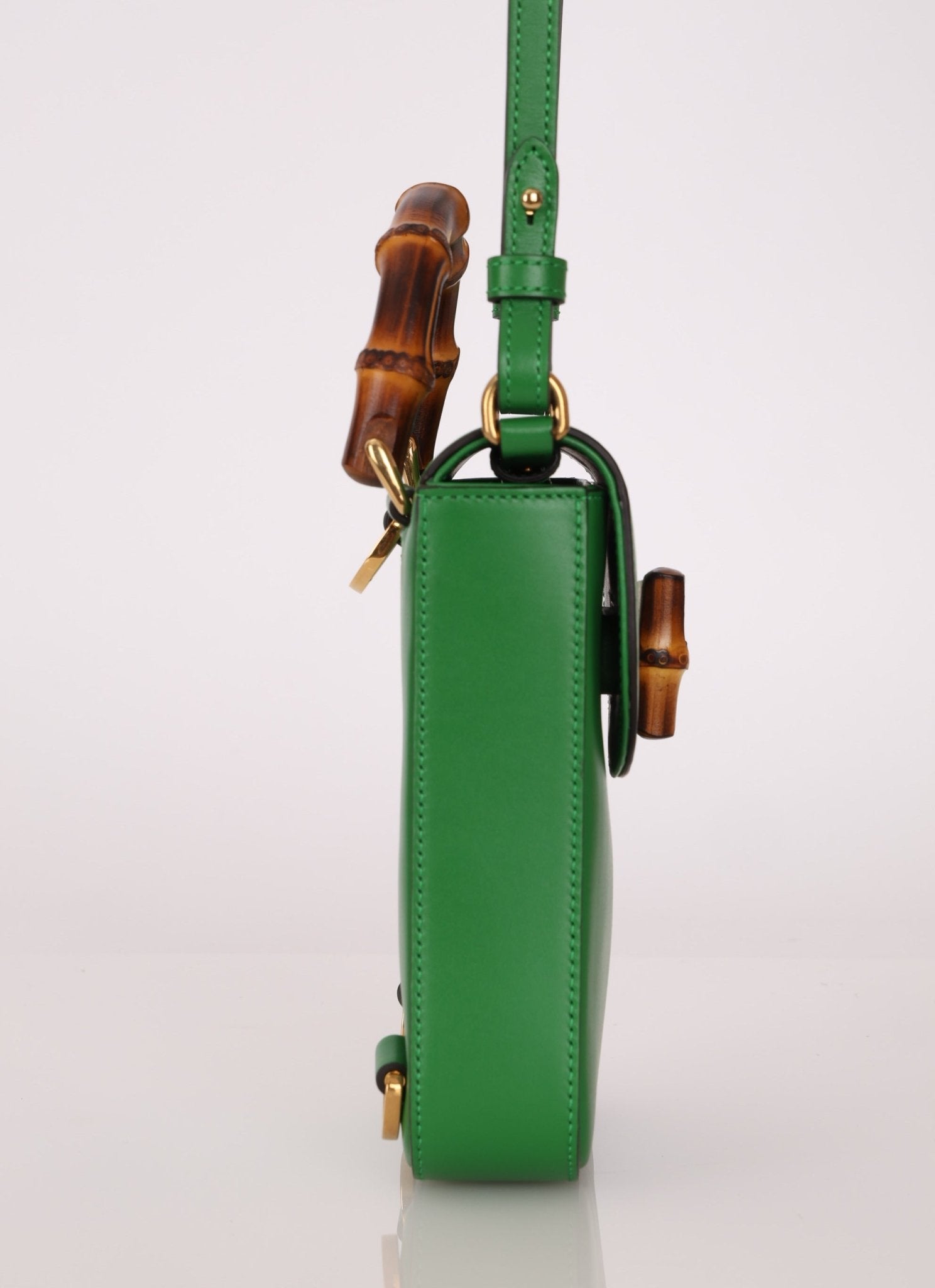 Gucci Green Bamboo Turnlock Vertical Top Handle 3 Way Bag - FashioNica
