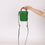 Gucci Green Bamboo Turnlock Vertical Top Handle 3 Way Bag - FashioNica