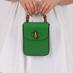 Gucci Green Bamboo Turnlock Vertical Top Handle 3 Way Bag - FashioNica